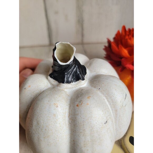 Pumpkin AS IS White orange flower ghost Halloween set decor - Picture 6 of 8